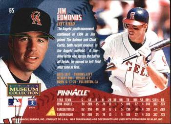 1995 Pinnacle - Museum Collection #65 Jim Edmonds Back