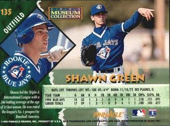 1995 Pinnacle - Museum Collection #135 Shawn Green Back