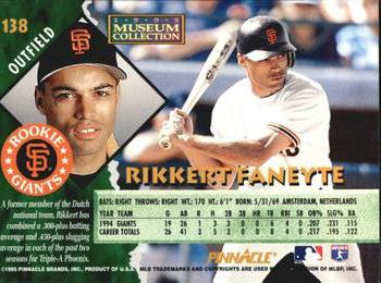 1995 Pinnacle - Museum Collection #138 Rikkert Faneyte Back