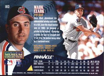 1995 Pinnacle - Museum Collection #183 Mark Clark Back