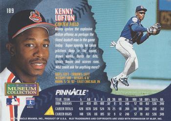 1995 Pinnacle - Museum Collection #189 Kenny Lofton Back
