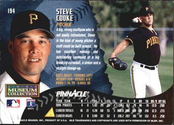 1995 Pinnacle - Museum Collection #194 Steve Cooke Back