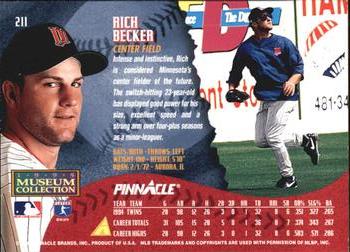 1995 Pinnacle - Museum Collection #211 Rich Becker Back