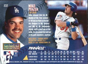 1995 Pinnacle - Museum Collection #237 Mike Piazza Back