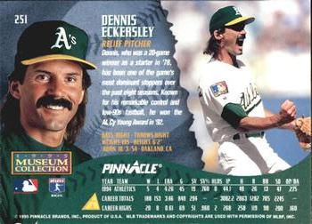1995 Pinnacle - Museum Collection #251 Dennis Eckersley Back
