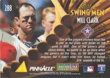 1995 Pinnacle - Museum Collection #288 Will Clark Back