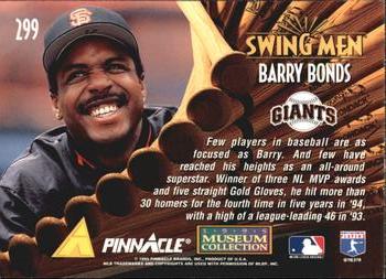 1995 Pinnacle - Museum Collection #299 Barry Bonds Back