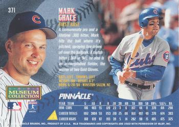 1995 Pinnacle - Museum Collection #371 Mark Grace Back