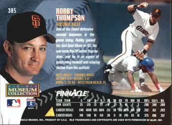 1995 Pinnacle - Museum Collection #385 Robby Thompson Back