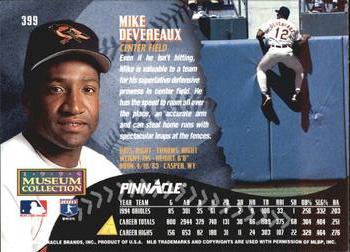 1995 Pinnacle - Museum Collection #399 Mike Devereaux Back