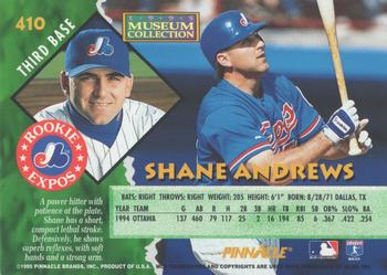 1995 Pinnacle - Museum Collection #410 Shane Andrews Back