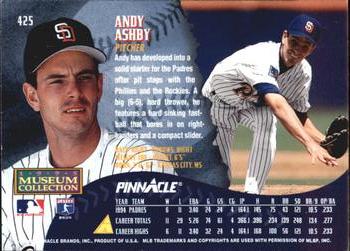 1995 Pinnacle - Museum Collection #425 Andy Ashby Back