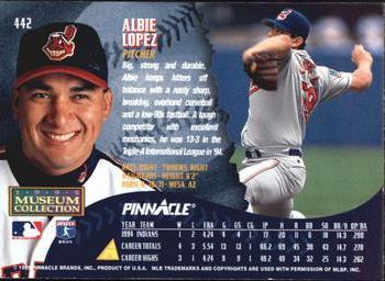 1995 Pinnacle - Museum Collection #442 Albie Lopez Back