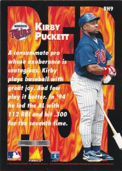 1995 Pinnacle - Red Hot #RH9 Kirby Puckett Back