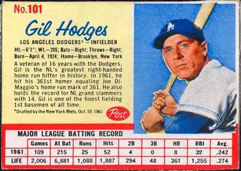1962 Post Cereal #101 Gil Hodges Front