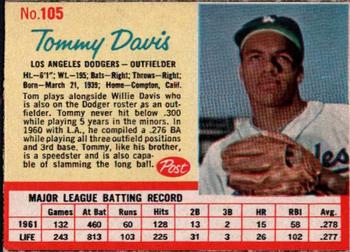 1962 Post Cereal #105 Tommy Davis Front
