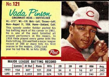 1962 Post Cereal #121 Vada Pinson Front