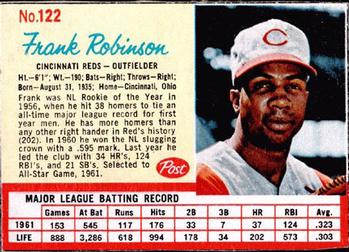 1962 Post Cereal #122 Frank Robinson Front