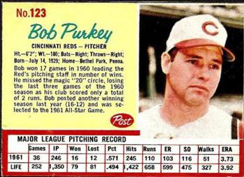 1962 Post Cereal #123 Bob Purkey Front