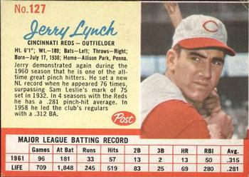 1962 Post Cereal #127 Jerry Lynch Front