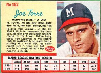 1962 Post Cereal #152 Joe Torre Front