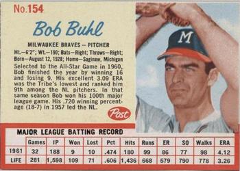 1962 Post Cereal #154 Bob Buhl Front