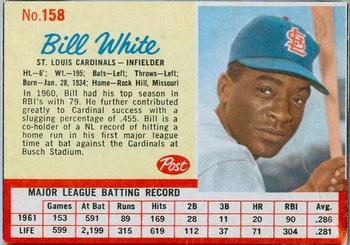 1962 Post Cereal #158 Bill White Front
