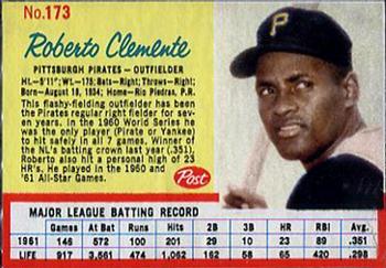 1962 Post Cereal #173 Roberto Clemente Front