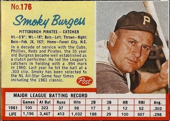 1962 Post Cereal #176 Smoky Burgess Front