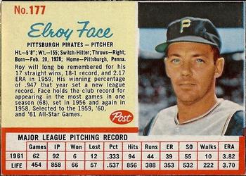 1962 Post Cereal #177 Roy Face Front
