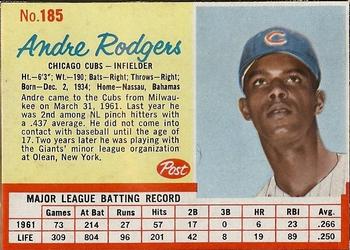 1962 Post Cereal #185 Andre Rodgers Front