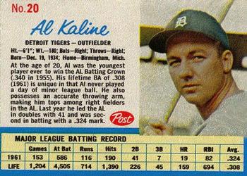 1962 Post Cereal #20 Al Kaline Front