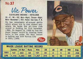 1962 Post Cereal #37 Vic Power Front
