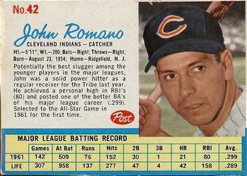 1962 Post Cereal #42 John Romano Front