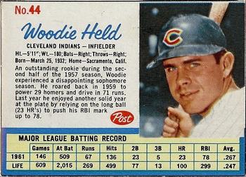 1962 Post Cereal #44 Woodie Held Front