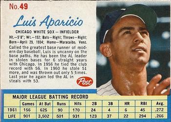 1962 Post Cereal #49 Luis Aparicio Front
