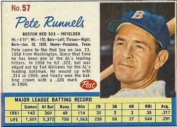 1962 Post Cereal #57 Pete Runnels Front