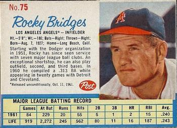 1962 Post Cereal #75 Rocky Bridges Front
