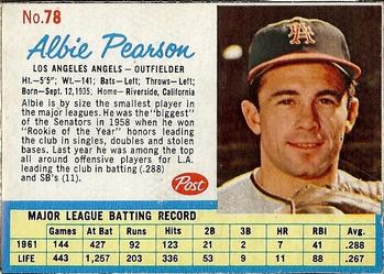 1962 Post Cereal #78 Albie Pearson Front