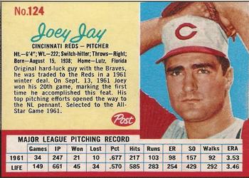 1962 Post Cereal #124 Joey Jay Front