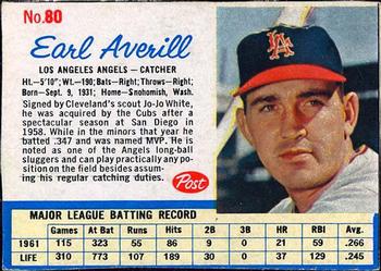 1962 Post Cereal #80 Earl Averill Jr. Front