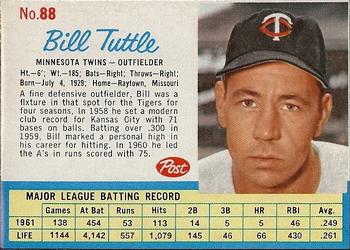 1962 Post Cereal #88 Bill Tuttle Front