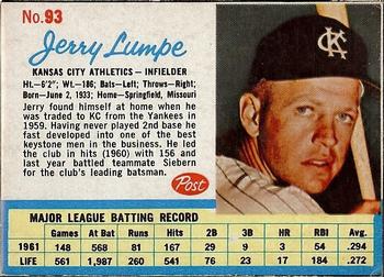 1962 Post Cereal #93 Jerry Lumpe Front