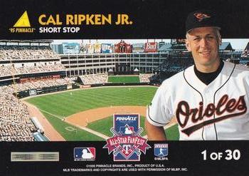 1995 Pinnacle FanFest #1 Cal Ripken Jr. Back
