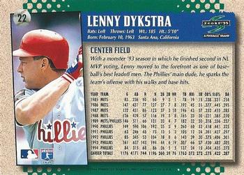 1995 Score #22 Lenny Dykstra Back