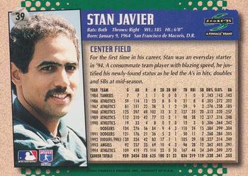 1995 Score #39 Stan Javier Back