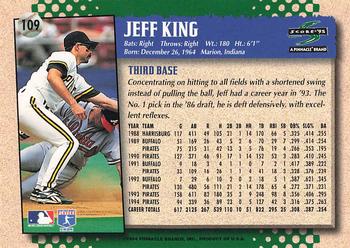 1995 Score #109 Jeff King Back