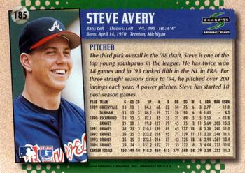 1995 Score #185 Steve Avery Back