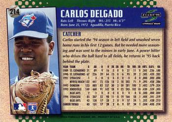 1995 Score #214 Carlos Delgado Back