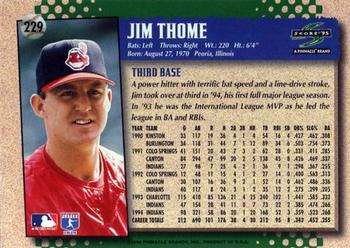 1995 Score #229 Jim Thome Back